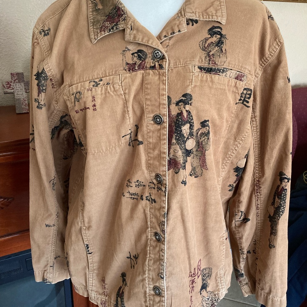 Chico’s corduroy Asian theme shirt - size 2 (equivalent to Large/12)